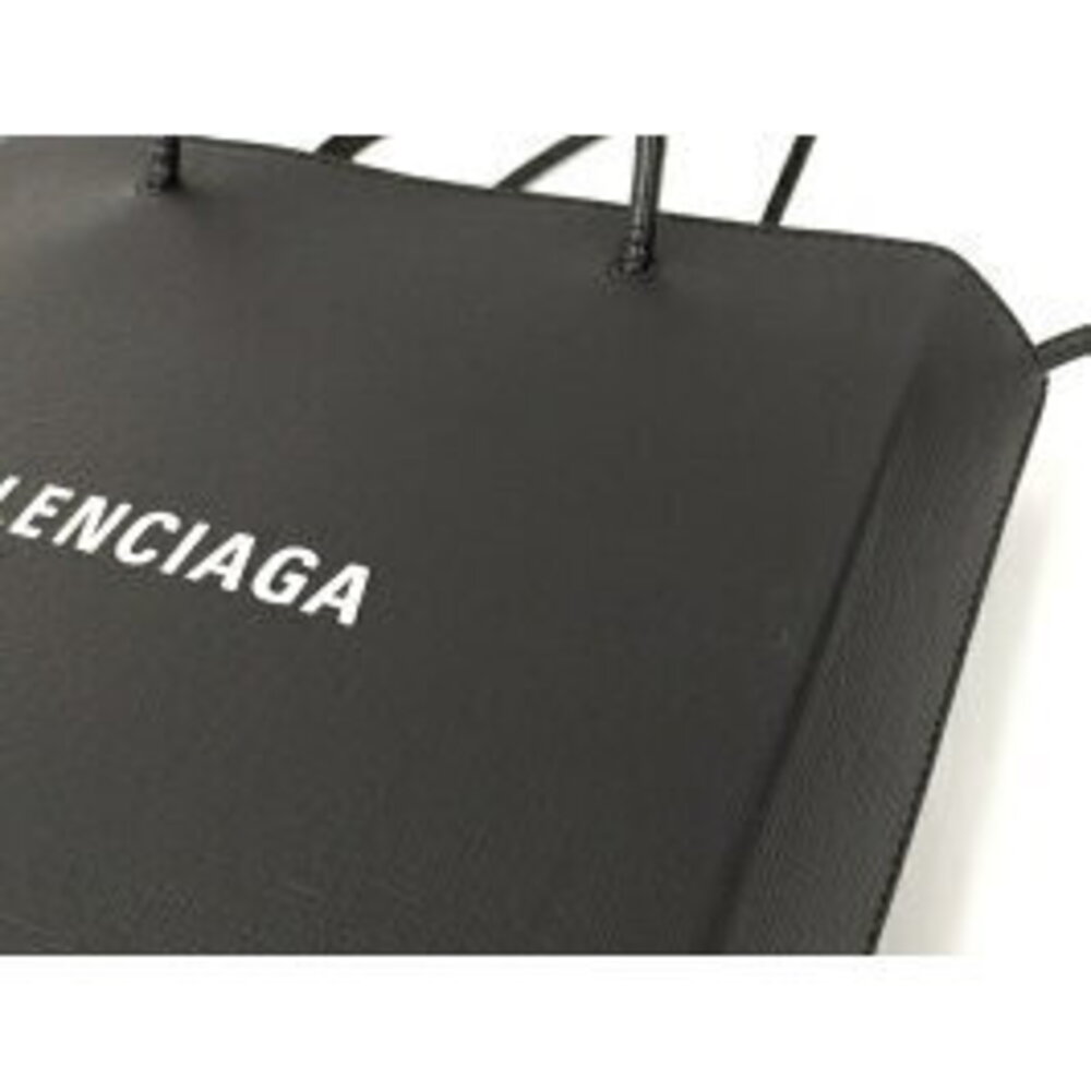 BALENCIAGA Shopping Tote Handbag Leather Black - Picture 6 of 9